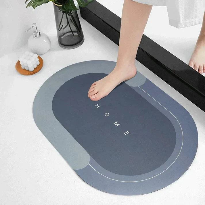 Bath Mat Water Absorbent Non-Slip Oval Shape Homzystore