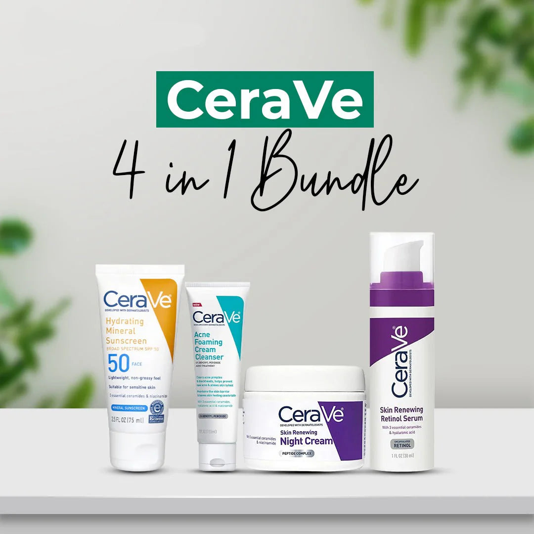 CeraVe 4-in-1 Skincare Kit | Cleanser, Serum, Sunblock & Night Cream Homzystore