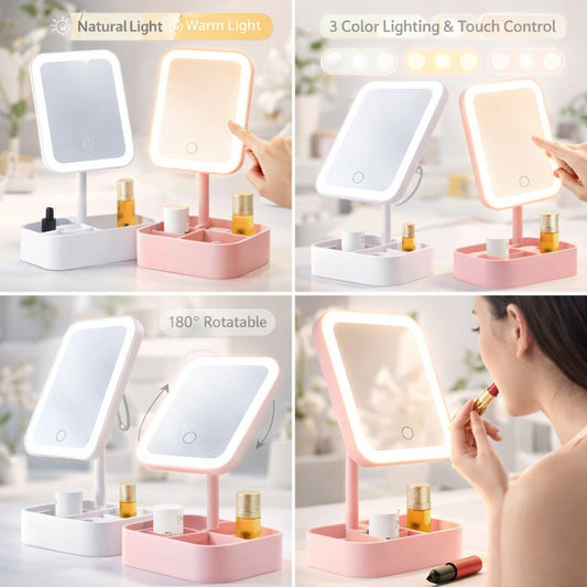 Led Makeup Mirrors With Storage Bases Homzystore