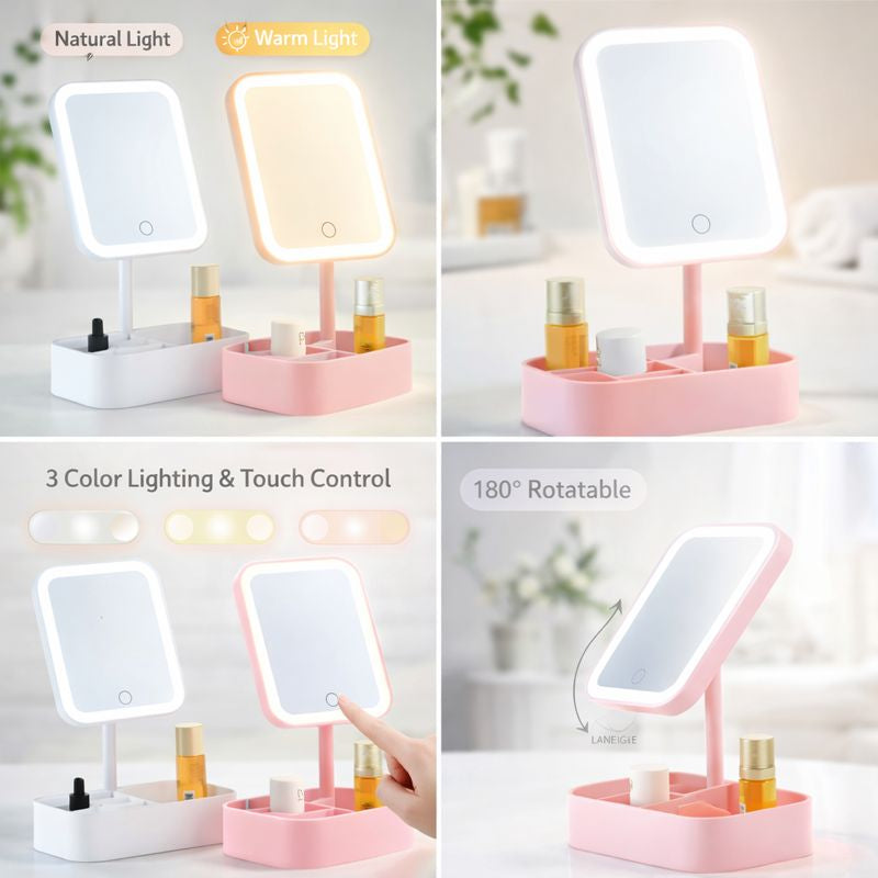Led Makeup Mirrors With Storage Bases Homzystore