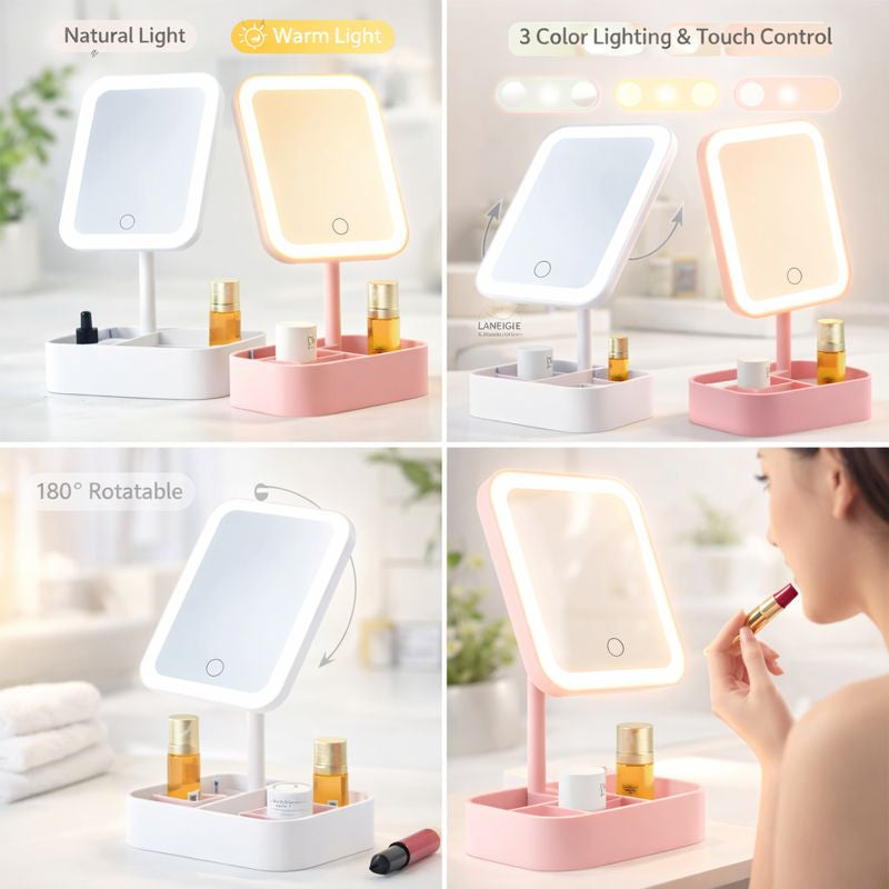 Led Makeup Mirrors With Storage Bases Homzystore