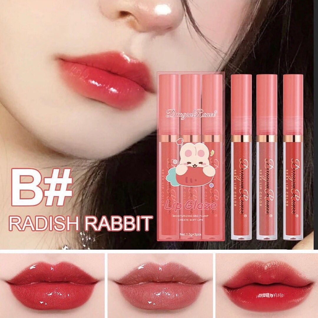 Dragon Ranee - Cartoon Mirror Lip Gloss Set of 3 Homzystore