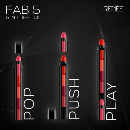 HUDA Fab 5 Matte Finish 5 in 1 Lipstick Homzystore