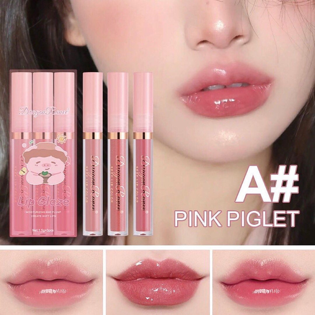 Dragon Ranee - Cartoon Mirror Lip Gloss Set of 3 Homzystore