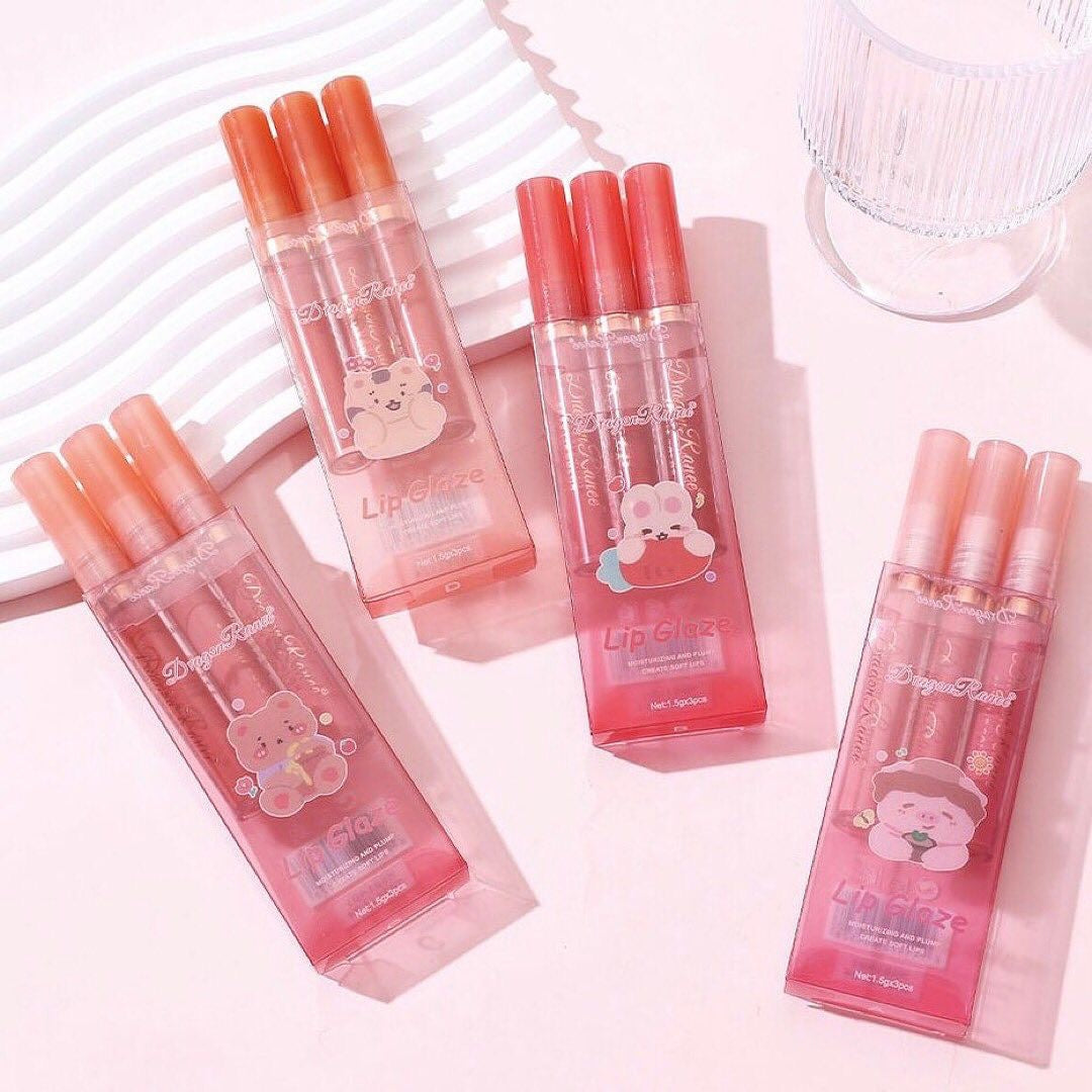 Dragon Ranee - Cartoon Mirror Lip Gloss Set of 3 Homzystore