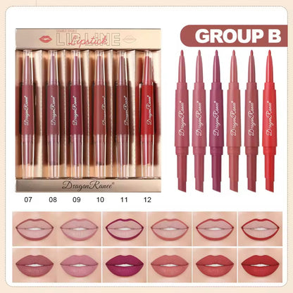 Dragon Ranee - 2 in 1 Matte Velvet Lipstick & Liner Set of 6 Homzystore
