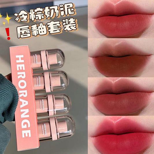 HERORANGE - Cold Brown Milk Mud Lip Gloss Set of 4 Homzystore
