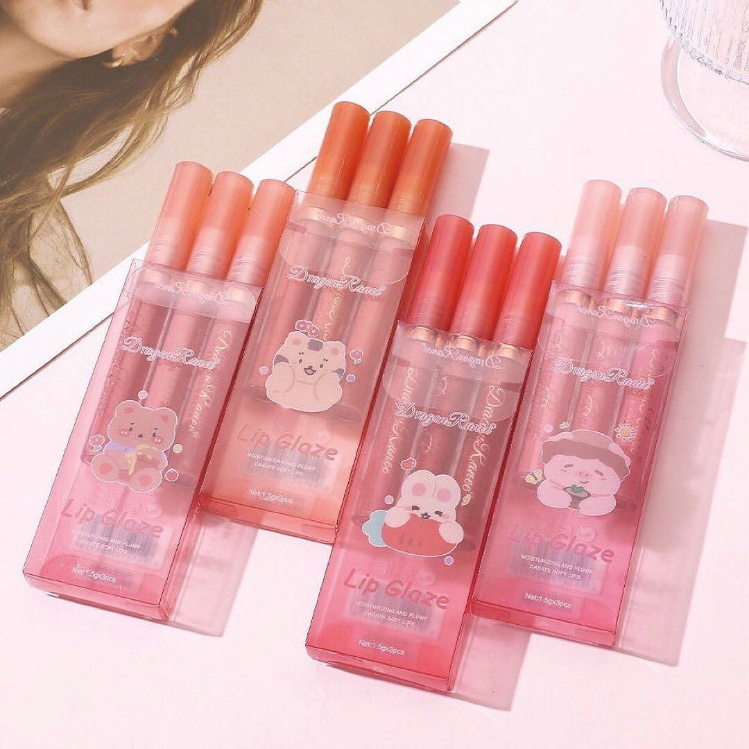Dragon Ranee - Cartoon Mirror Lip Gloss Set of 3 Homzystore