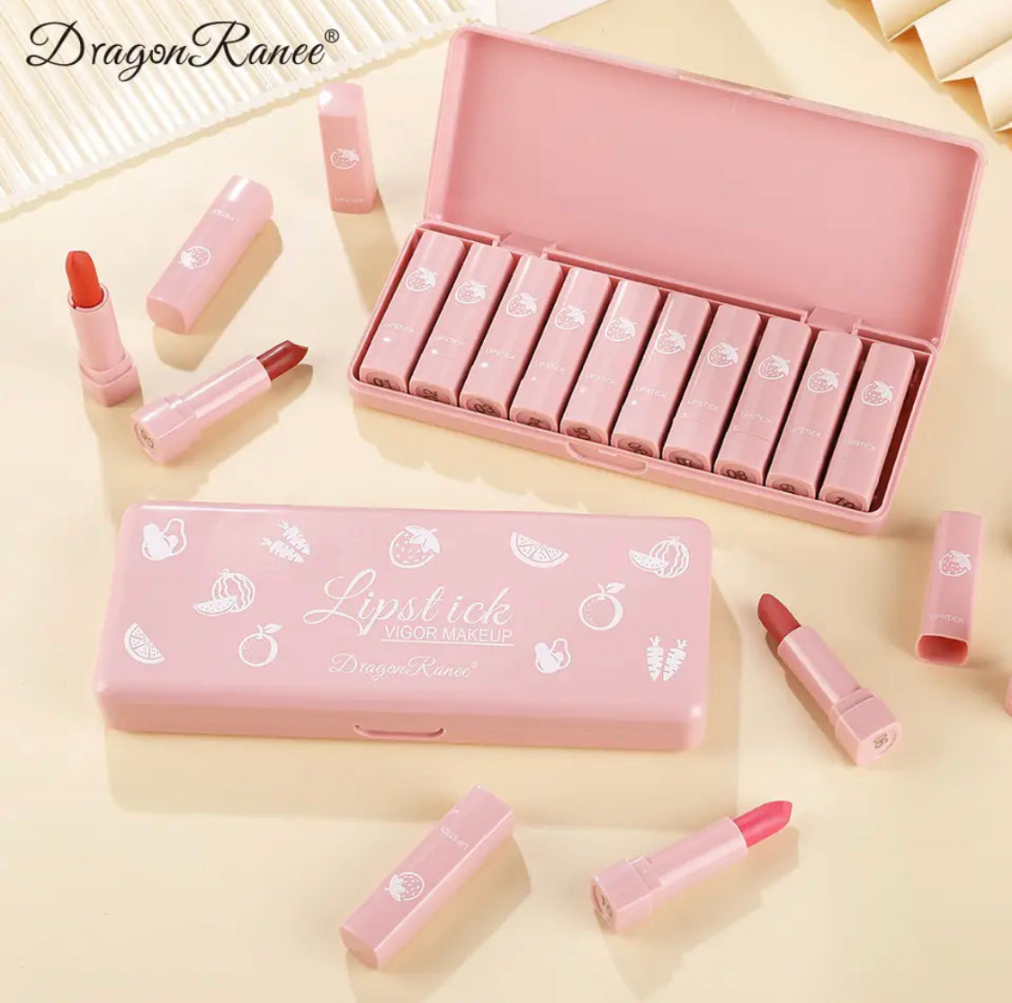 Dragon Ranee - Mini Fruity Lipstick Set of 10 Homzystore