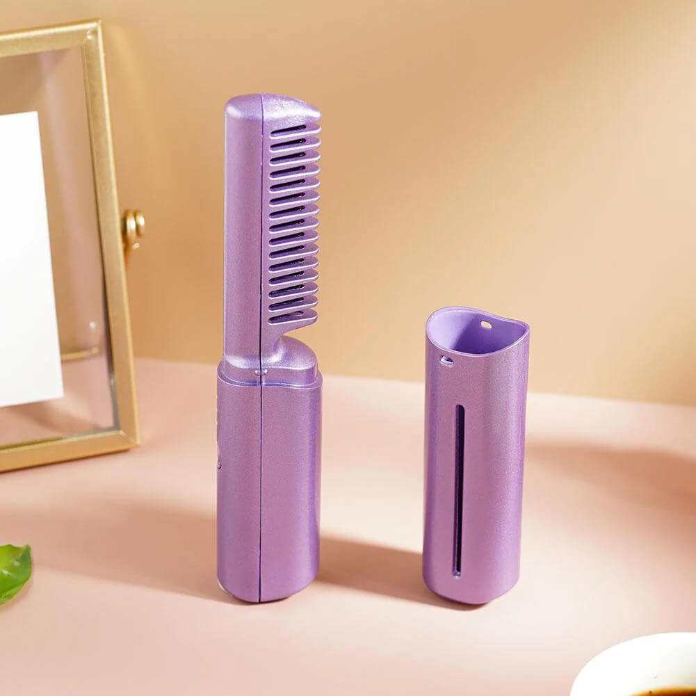 Portable Mini Electric Hair Straightener Comb Charging Temperature Adjustable Comb Homzystore