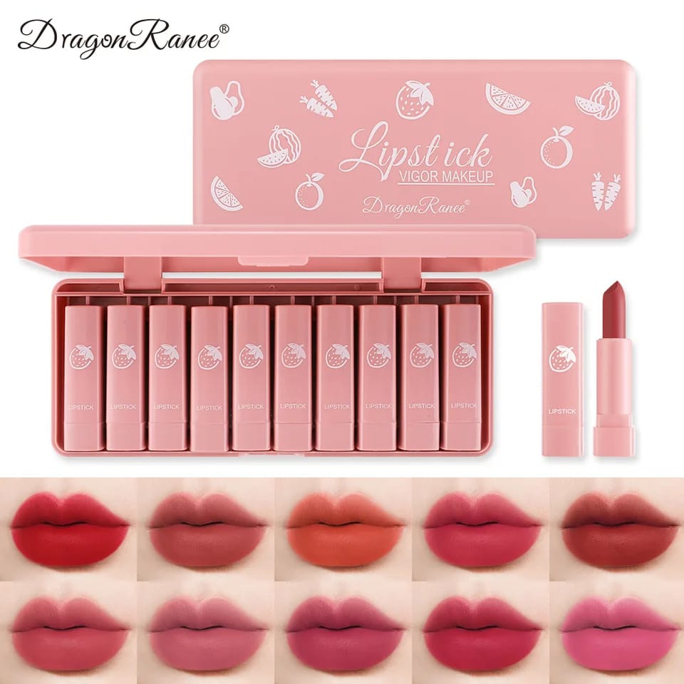 Dragon Ranee - Mini Fruity Lipstick Set of 10 Homzystore