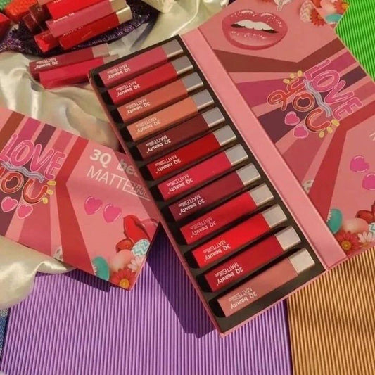 3Q Beauty - Love You Matte Velvet Lip Gloss Set of 12 Homzystore